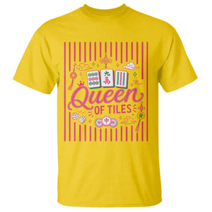 Queen Of Tiles Pink Mahjong Lover Game Night Graphic T Shirt
