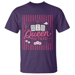 Queen Of Tiles Pink Mahjong Lover Game Night Graphic T Shirt