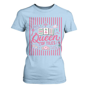 Queen Of Tiles Pink Mahjong Lover Game Night Graphic T Shirt For Women