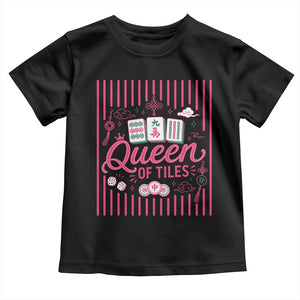 Queen Of Tiles Pink Mahjong Lover Game Night Graphic Toddler T Shirt