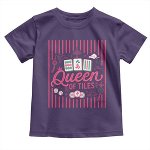 Queen Of Tiles Pink Mahjong Lover Game Night Graphic Toddler T Shirt