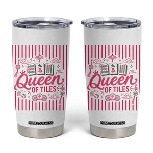 Queen Of Tiles Pink Mahjong Lover Game Night Graphic Tumbler Cup