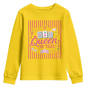 Queen Of Tiles Pink Mahjong Lover Game Night Graphic Youth Sweatshirt