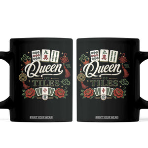 Mahjong Lovers Coffee Mug Queen Of Tiles Game Night Graphic