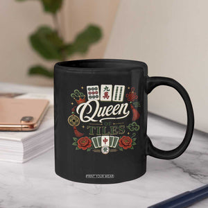 Mahjong Lovers Coffee Mug Queen Of Tiles Game Night Graphic