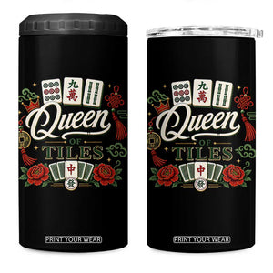 Mahjong Lovers 4 in 1 Can Cooler Tumbler Queen Of Tiles Game Night Graphic