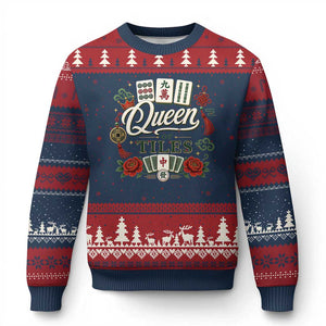 Mahjong Lovers Ugly Christmas Sweater Queen Of Tiles Game Night Graphic