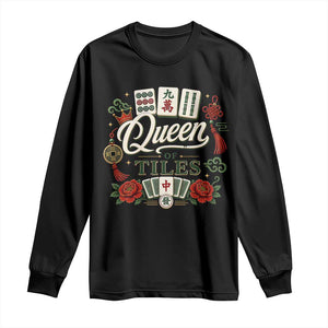 Mahjong Lovers Long Sleeve Shirt Queen Of Tiles Game Night Graphic