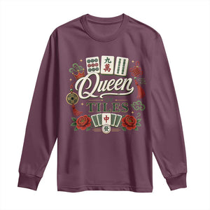 Mahjong Lovers Long Sleeve Shirt Queen Of Tiles Game Night Graphic
