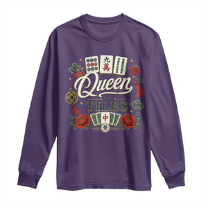 Mahjong Lovers Long Sleeve Shirt Queen Of Tiles Game Night Graphic
