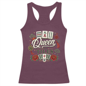 Mahjong Lovers Racerback Tank Top Queen Of Tiles Game Night Graphic
