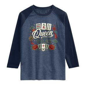 Mahjong Lovers Raglan Shirt Queen Of Tiles Game Night Graphic