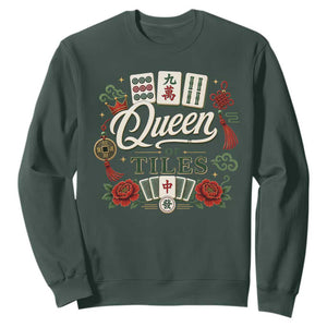 Mahjong Lovers Sweatshirt Queen Of Tiles Game Night Graphic