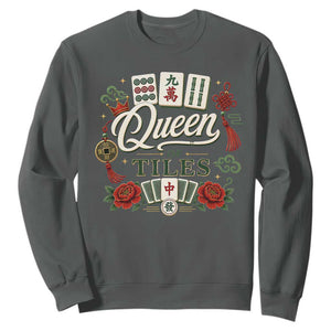 Mahjong Lovers Sweatshirt Queen Of Tiles Game Night Graphic
