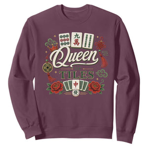 Mahjong Lovers Sweatshirt Queen Of Tiles Game Night Graphic