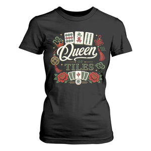 Mahjong Lovers T Shirt For Women Queen Of Tiles Game Night Graphic