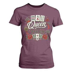 Mahjong Lovers T Shirt For Women Queen Of Tiles Game Night Graphic