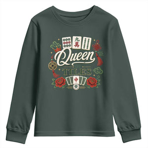 Mahjong Lovers Youth Sweatshirt Queen Of Tiles Game Night Graphic