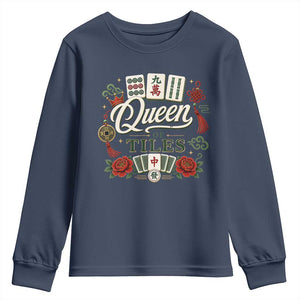 Mahjong Lovers Youth Sweatshirt Queen Of Tiles Game Night Graphic