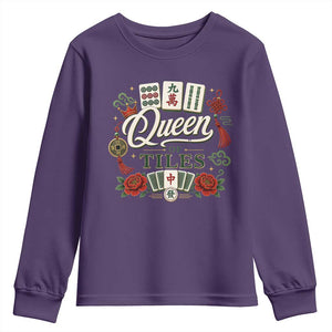 Mahjong Lovers Youth Sweatshirt Queen Of Tiles Game Night Graphic