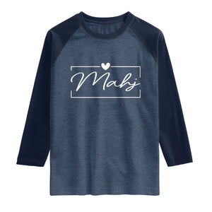 Mahjong Lovers Raglan Shirt Mah Jongg Game Night Graphic TS10 Heather Denim Navy Print Your Wear