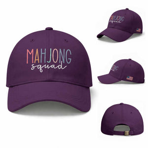 Mahjong Lovers Mahj Squad Baseball Cap Boho Pastel Cute Game Night Graphic