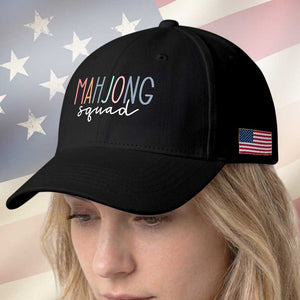 Mahjong Lovers Mahj Squad Baseball Cap Boho Pastel Cute Game Night Graphic