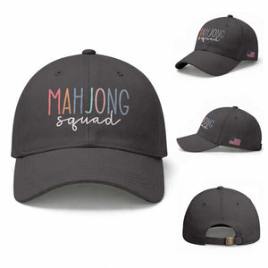 Mahjong Lovers Mahj Squad Baseball Cap Boho Pastel Cute Game Night Graphic