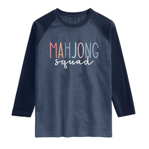 Mahjong Lovers Mahj Squad Raglan Shirt Boho Pastel Cute Game Night Graphic