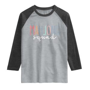 Mahjong Lovers Mahj Squad Raglan Shirt Boho Pastel Cute Game Night Graphic