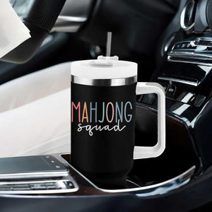 Mahjong Lovers Mahj Squad Tumbler With Handle Boho Pastel Cute Game Night Graphic