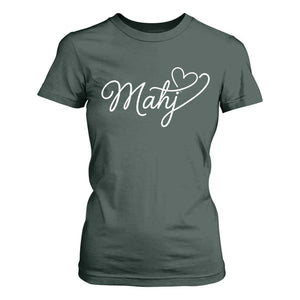 Mahjong Lovers T Shirt For Women Funny Mah Jongg Heart Game Night Graphic TS10 Dark Forest Green Print Your Wear
