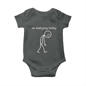 Funny Mahjong Lover Baby Onesie No Mahjong Today Sad Stickman Meme Graphic