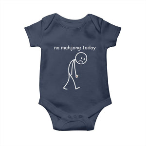 Funny Mahjong Lover Baby Onesie No Mahjong Today Sad Stickman Meme Graphic