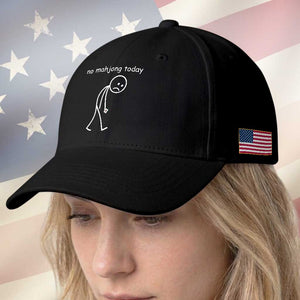 Funny Mahjong Lover Baseball Cap No Mahjong Today Sad Stickman Meme Graphic
