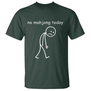 Funny Mahjong Lover T Shirt No Mahjong Today Sad Stickman Meme Graphic