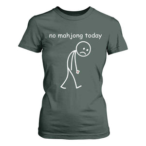 Funny Mahjong Lover T Shirt For Women No Mahjong Today Sad Stickman Meme Graphic