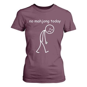 Funny Mahjong Lover T Shirt For Women No Mahjong Today Sad Stickman Meme Graphic