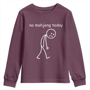 Funny Mahjong Lover Youth Sweatshirt No Mahjong Today Sad Stickman Meme Graphic