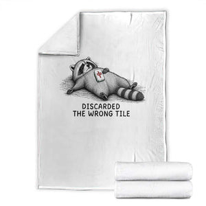 Funny Raccoon Mahjong Lovers Throw Blanket Discarded The Wrong Tile