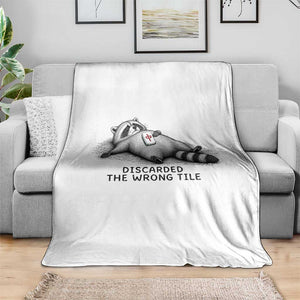 Funny Raccoon Mahjong Lovers Throw Blanket Discarded The Wrong Tile