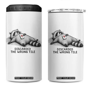 Funny Raccoon Mahjong Lovers 4 in 1 Can Cooler Tumbler Discarded The Wrong Tile