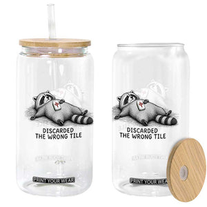 Funny Raccoon Mahjong Lovers Glass Can Discarded The Wrong Tile