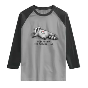 Funny Raccoon Mahjong Lovers Raglan Shirt Discarded The Wrong Tile