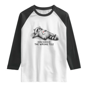 Funny Raccoon Mahjong Lovers Raglan Shirt Discarded The Wrong Tile