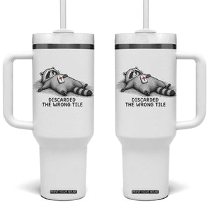 Funny Raccoon Mahjong Lovers Tumbler With Handle Discarded The Wrong Tile