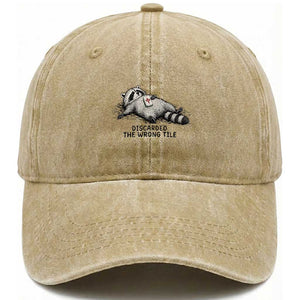 Funny Raccoon Mahjong Lovers Washed Cotton Baseball Cap Discarded The Wrong Tile