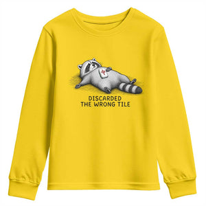 Funny Raccoon Mahjong Lovers Youth Sweatshirt Discarded The Wrong Tile
