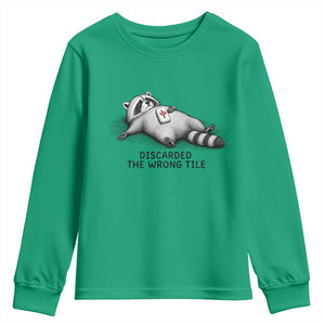 Funny Raccoon Mahjong Lovers Youth Sweatshirt Discarded The Wrong Tile