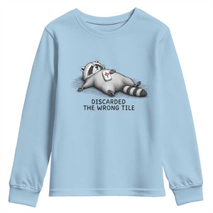 Funny Raccoon Mahjong Lovers Youth Sweatshirt Discarded The Wrong Tile